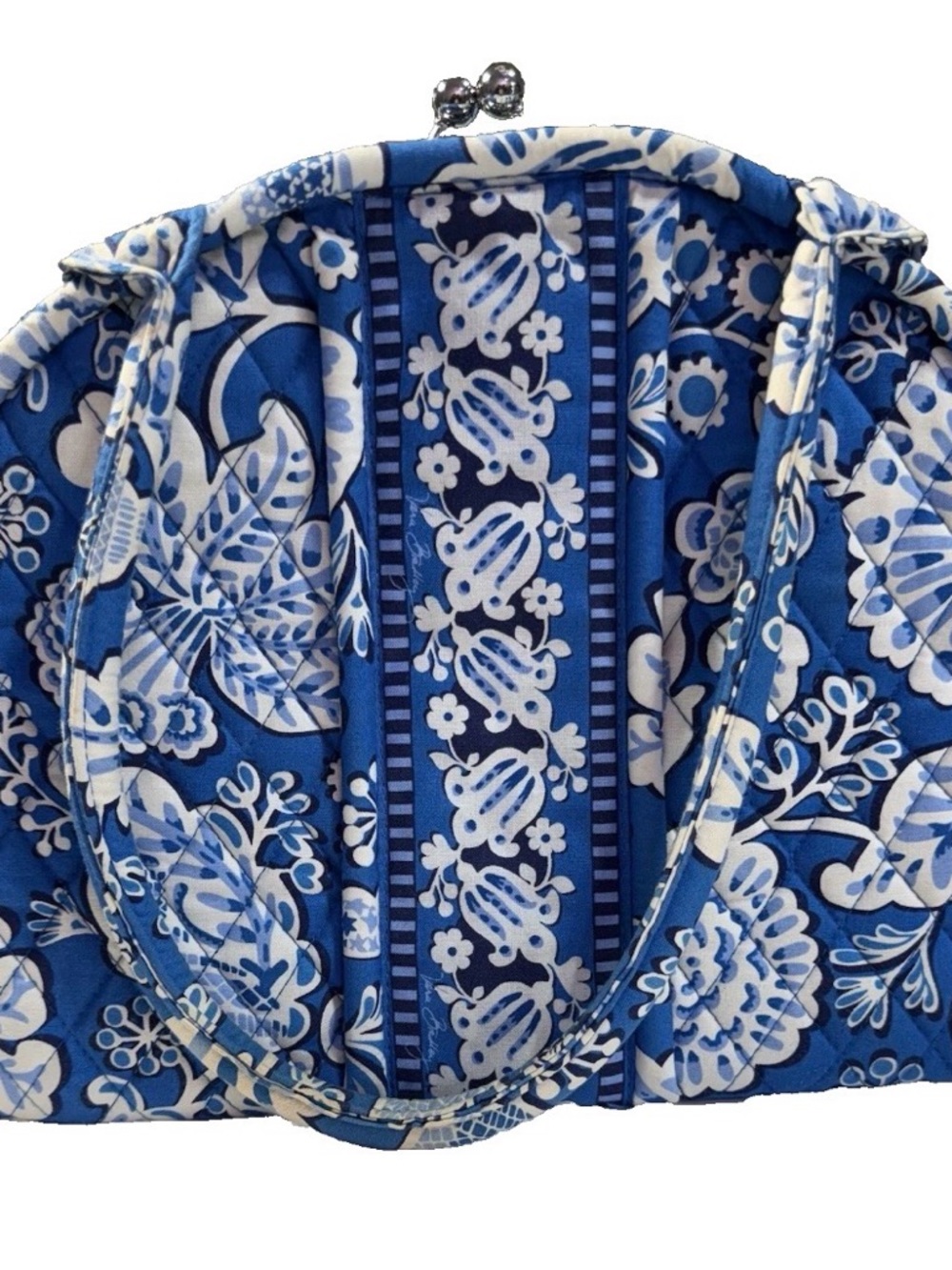 Vera Bradley Eloise Kiss Lock Shoulder Bag Blue Lagoon 13.5”Wx10.0”Hx6.0”D